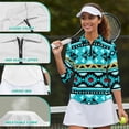 thumbnail image 6 of Uorisanigo Blue Tribal Womens Golf Shirt with Zipper Size L Versatile Fashionable 3/4 Roll Sleeve Quick Dry Athletic Polo Shirts Soft Comfortable Tennis Tops Relaxed Workout Tops, 6 of 7