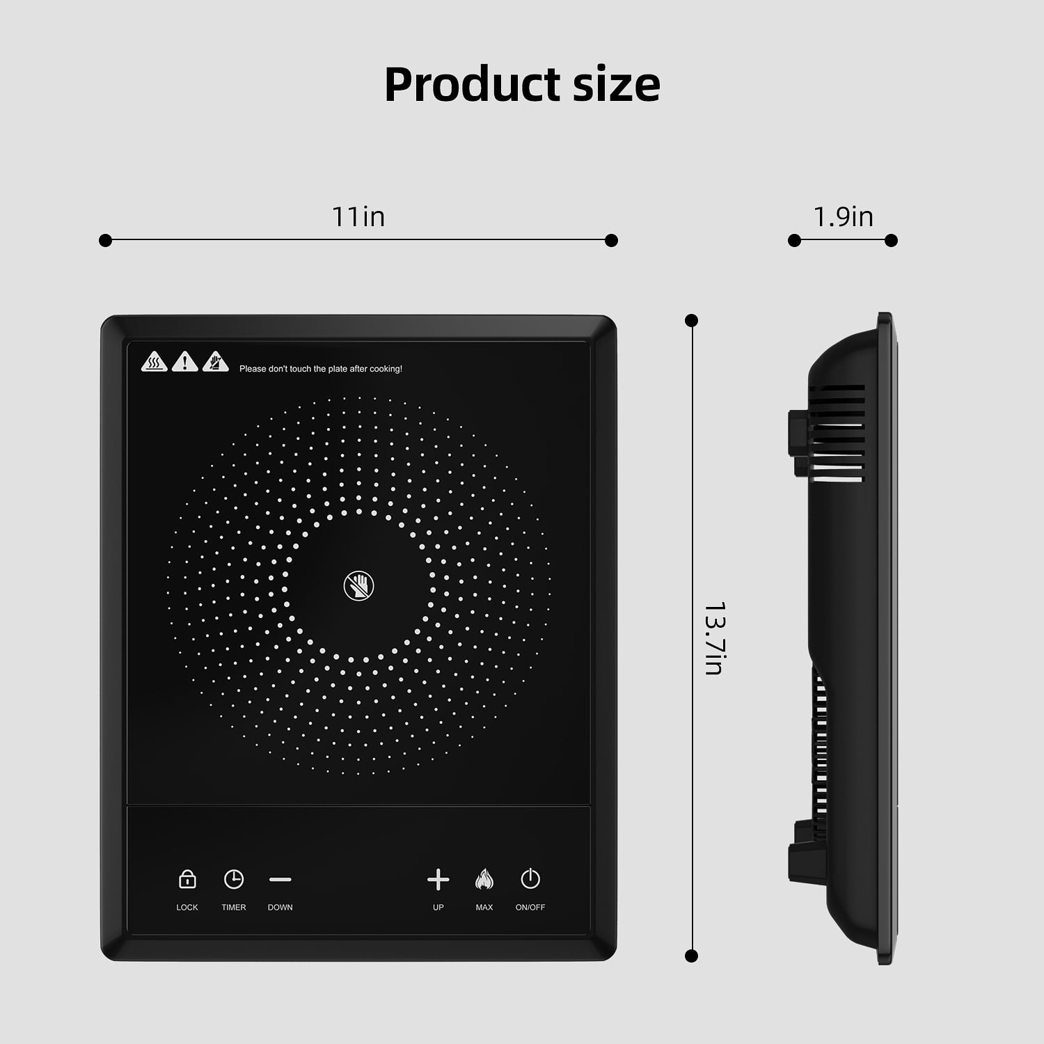 1600W Portable Induction Cooktop,Electric Induction Cooker and Burner,Countertop Hot Plate with 10-Level Adjustment,3-Hour Timer,Smart Touch Cooktop,and Safety Lock Feature,Black