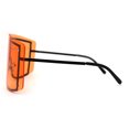 thumbnail image 4 of Oversize Wrap Shield Rimless 80s Funky Sunglasses Black Orange, 4 of 4