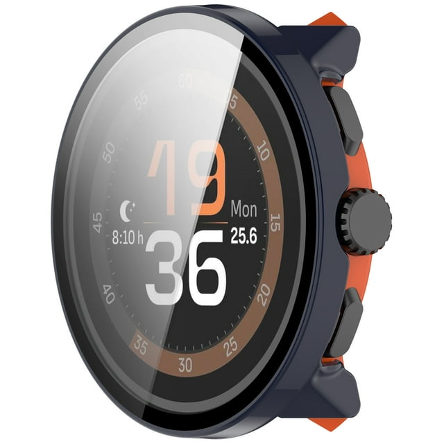 XiHAMA Hard PC Case with Tempered Glass Screen Protector Compatible with SUUNTO RUN 48.4mm, Blue