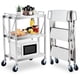 thumbnail image 2 of Yeshouse Carro utilitario plegable de acero inoxidable, carro rodante de 3 estantes con alta capacidad de carga para uso en almacenes, hogares o comercios, 2 of 7