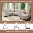 thumbnail image 3 of Putouzip 125.6"W Modern Large Upholstered U-Shape Sectional Sofa, Extra Wide Chaise Lounge Couch, Beige, 3 of 9