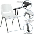 thumbnail image 4 of Emma + Oliver White Ergonomic Shell Chair with Left Handed Flip-Up Tablet - Tablet Arm Desk, 4 of 13