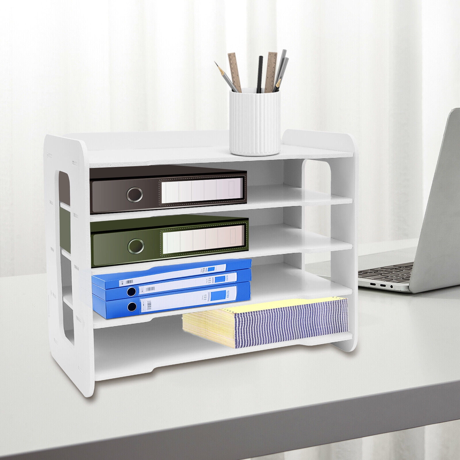 Stackable Letter Tray Office Desk Paper Document Organizer File Trays 5-Layers