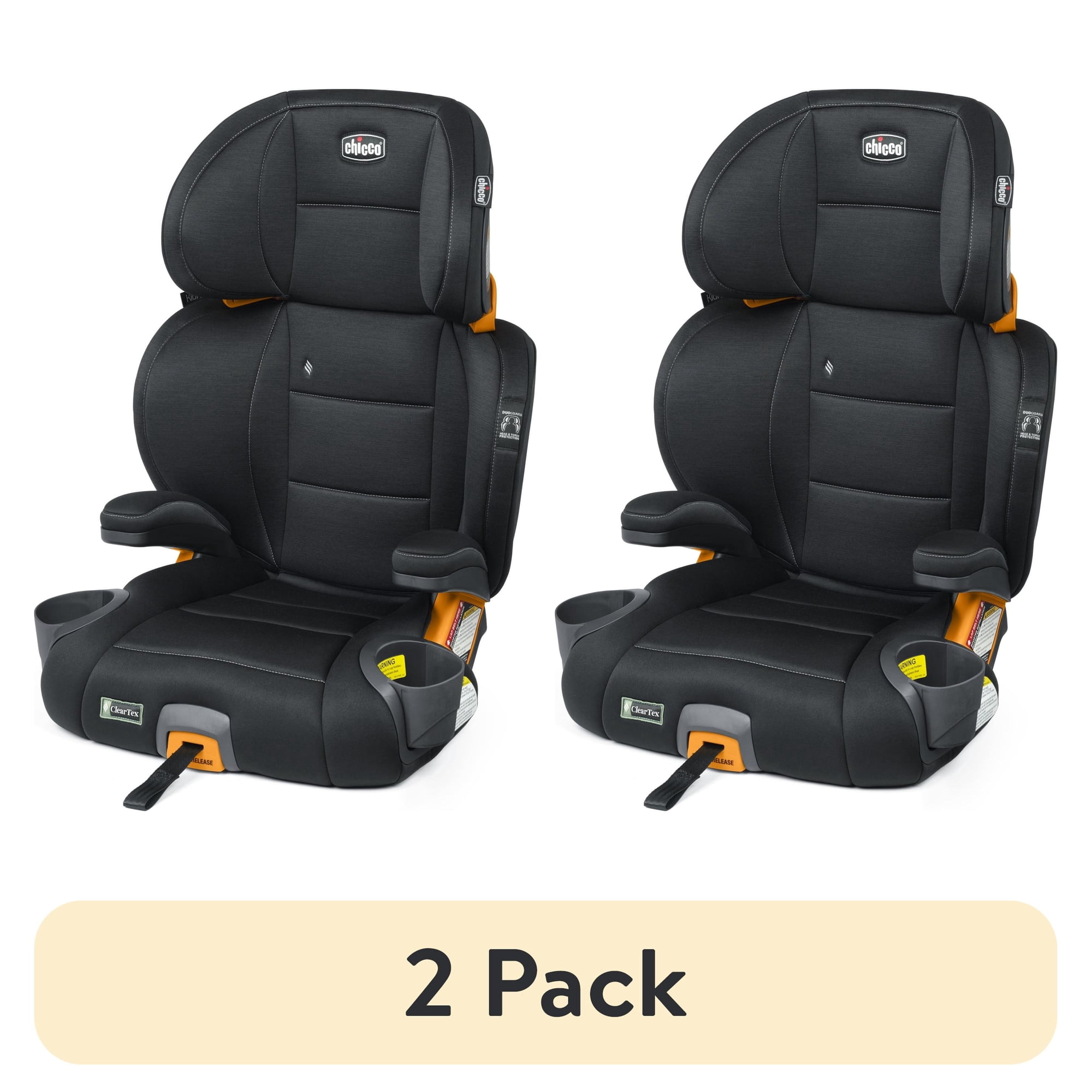 (2 pack) Chicco KidFit ClearTex Plus 2-in-1 Belt Positioning Booster Car Seat - Obsidian (Black)