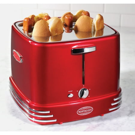 Nostalgia RHDT800RETRORED Retro Series 4-Slot Pop-Up Hot Dog