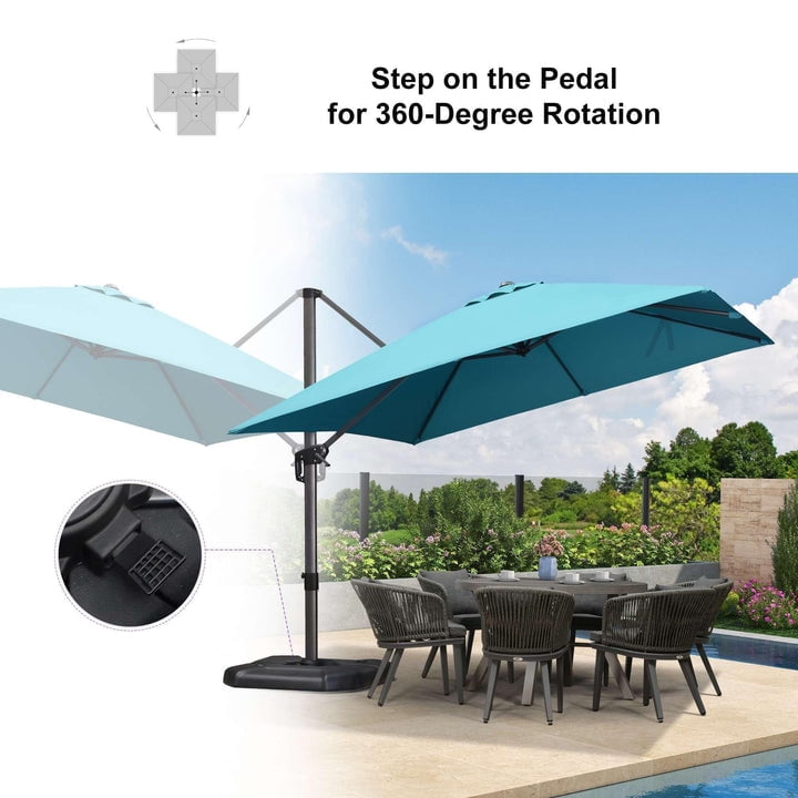 PURPLE LEAF OUTDOOR 10x10 ft Square Offset Cantilever Umbrella with 360-degree Rotation, Aluminum for Outdoor Patio Garden Deck Pool, Turquoise Blue