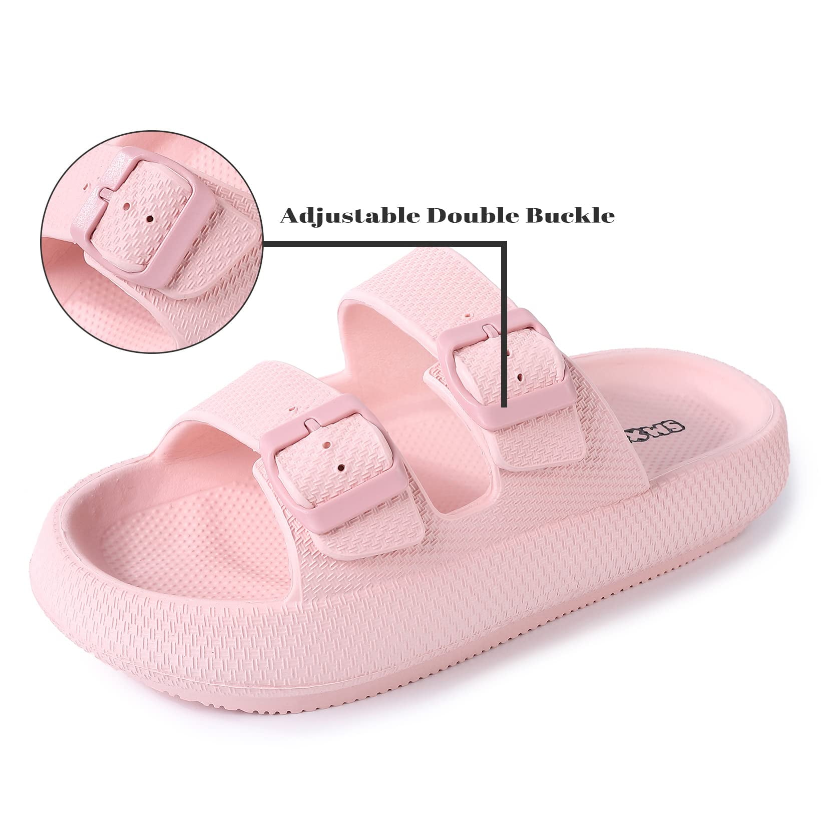 Oyang Men's Cloud Slides Double Buckle Adjustable Summer Beach Pool Pillow  Slippers Thick Sole Cushion EVA Sandals 