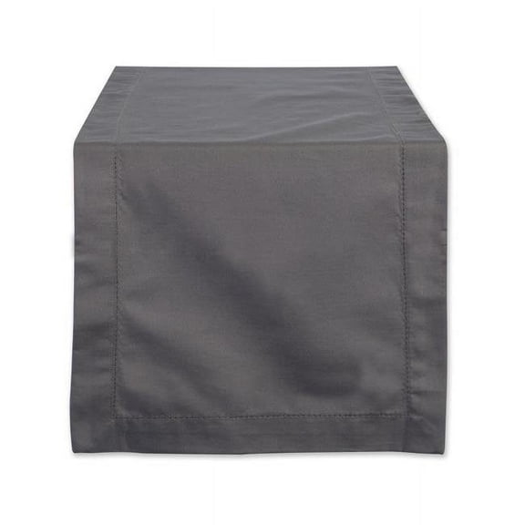 DII 14x72" Modern Cotton Decorative Hemstitch Table Runner in Gray