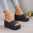 thumbnail image 2 of Women Fashion Sandals Wedges Sandals Platform Casual Summer High Heels Open Toe Espadrilles Sandal Slip on Shoes Women Dressy Platform Heel Arch Support Slip Sandals, 2 of 8