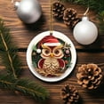 thumbnail image 3 of Adorno navideño redondo de cerámica con forma de búho, adorno para el árbol de Navidad, regalo moderno para la familia, regalo de búho para Navidad, decoración navideña para el árbol., 3 of 7