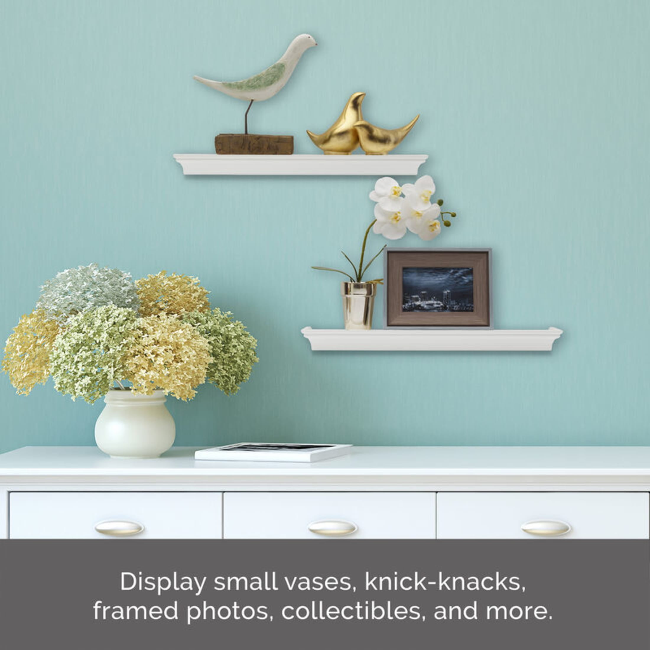 Melannco 20-inch Arlington Floating Wall Shelves Set of 2, White