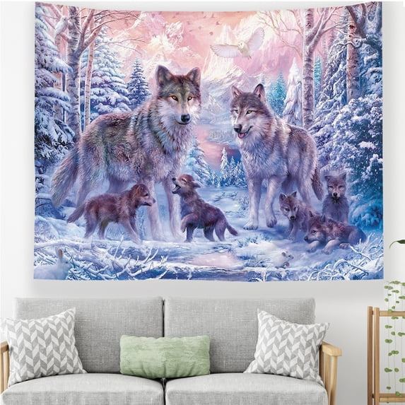 Tapestry Wall Hanging, Mountain Sea Animal Forest Tree Sunset Nature Landscape Colorful Print Tapestry Home Decorations for Living Room Bedroom, Style8, Thin, Small