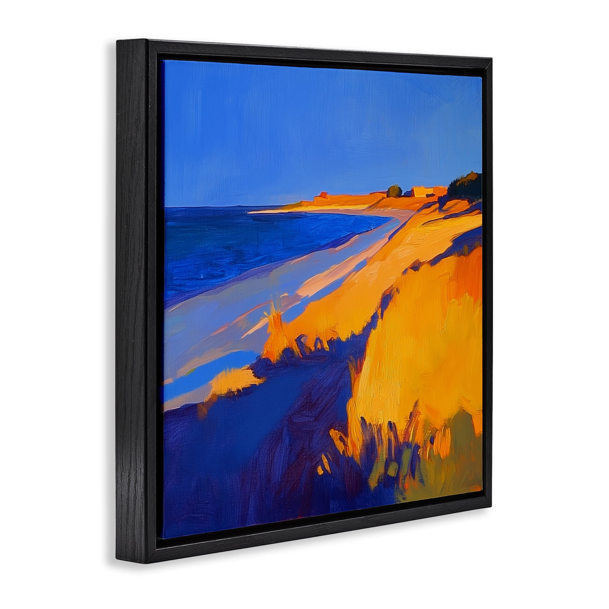 Stupell Industries Complimentary Coast Seascape Black Framed Floater Canvas Wall Art, design by Walker Noble