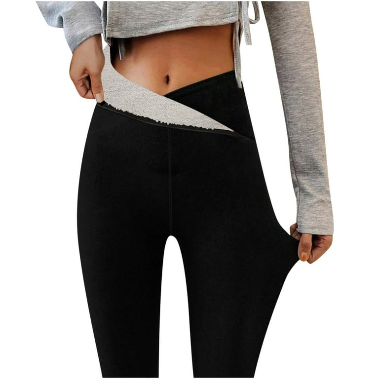 Fleece Lined Leggings Women Thermal Warm Tights High Waisted Yoga Pants  Winter Cat Print Thick Skinny Trousers