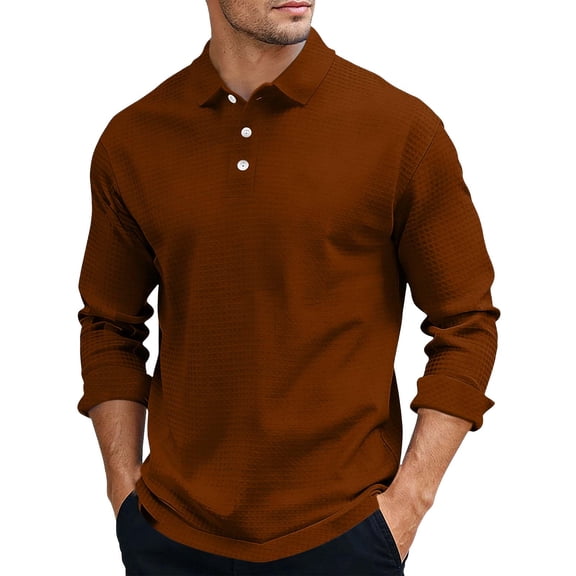 SHTXOZHI Casual Collared Pullover for Men Long Sleeve Button Up Shirts Outdoor Vacation Solid Color Stretchy Tops