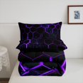 thumbnail image 4 of Black Purple Honeycomb Comforter Set Neon Hexagon Bedding Comforter Sets Geometric Beehive Quilt King Size,Abstract Line Art Duvet Insert Modern Geometry Room Decor, 4 of 5