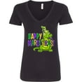 thumbnail image 3 of Inktastic Happy Mardi Gras Big and Little Alligators with Beads Women's V-Neck T-Shirt, 3 of 5
