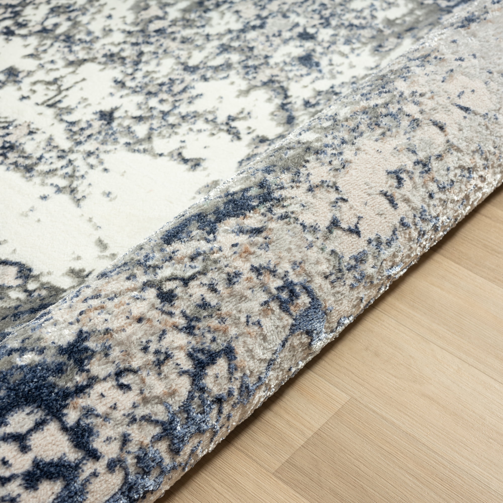 Harlow Hill Bethany 2'6" x 8' Grey/Teal Abstract Durable Indoor Runner Rug