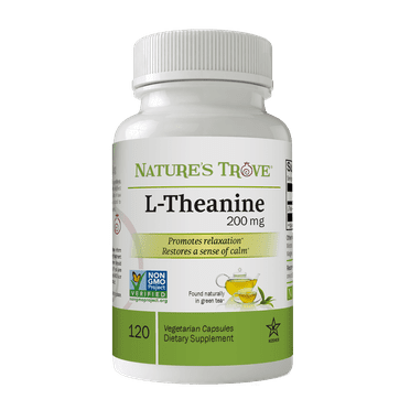 L-Theanine 200mg - 120 Vegetarian Capsules - Non GMO Project Verified - Natures Trove