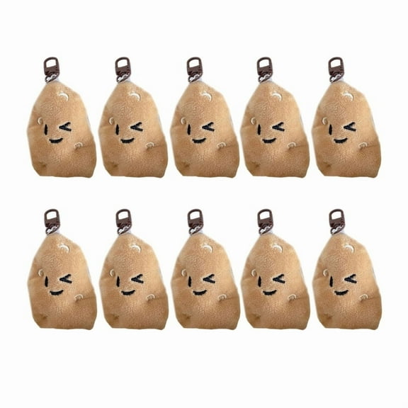 Set of 10 Potato Dolls Lapel Pin Brooch Pendant Plush Key Chain Cartoon Potato Stuffed Dolls for Teens and Students