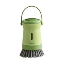 Kitchen Soap Dispenser Dish Scrubber Brush - Liquid Dispensing Pot & Pan Cleaner with Sturdy Bristles, Refillable for Countertops Cookware