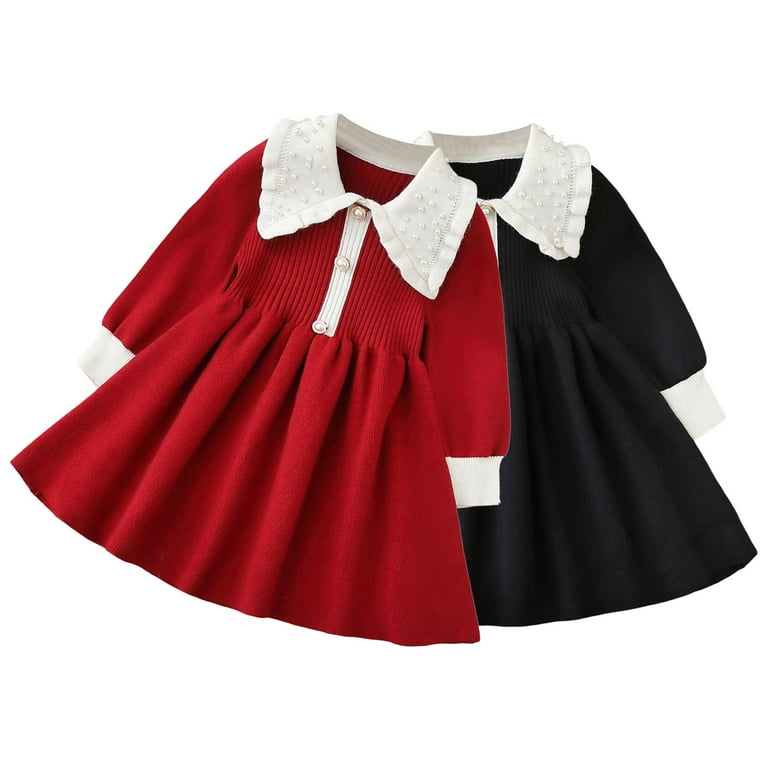 Red Plaid Dress Toddler Girls Carters Holiday Sweater Dress Girls Red  Christmas Print Dress (1-7yrs)