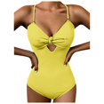 thumbnail image 2 of WREESH Women'S Bare Back Solid Color Knot On Chest One Piece Beachwear, 2 of 7
