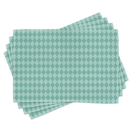 

Ambesonne Aqua Place Mats Set of 4 Rectangular Geometric Tile Standard Size Turquoise and Pale Blue