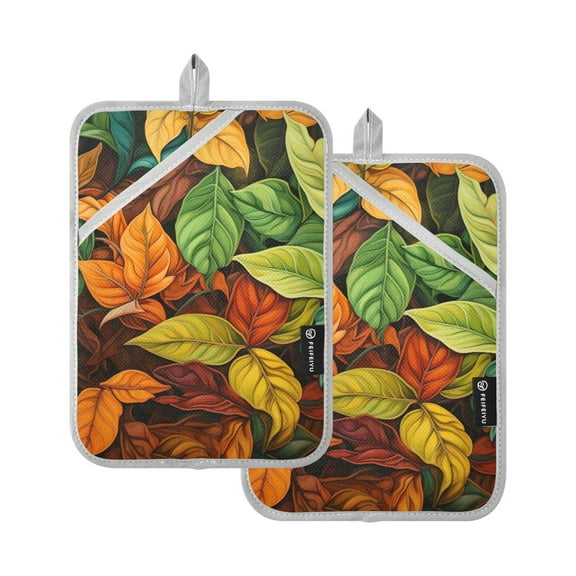 ALAZA Leaves Autumn Pot Holders Set of 2 Heat Resistant Kitchen Oven Mitts