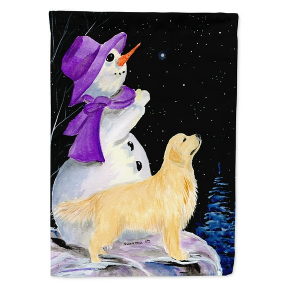 Caroline's Treasures SS8950-FLAG-PARENT Snowman with Golden Retriever Flag, , multicolor