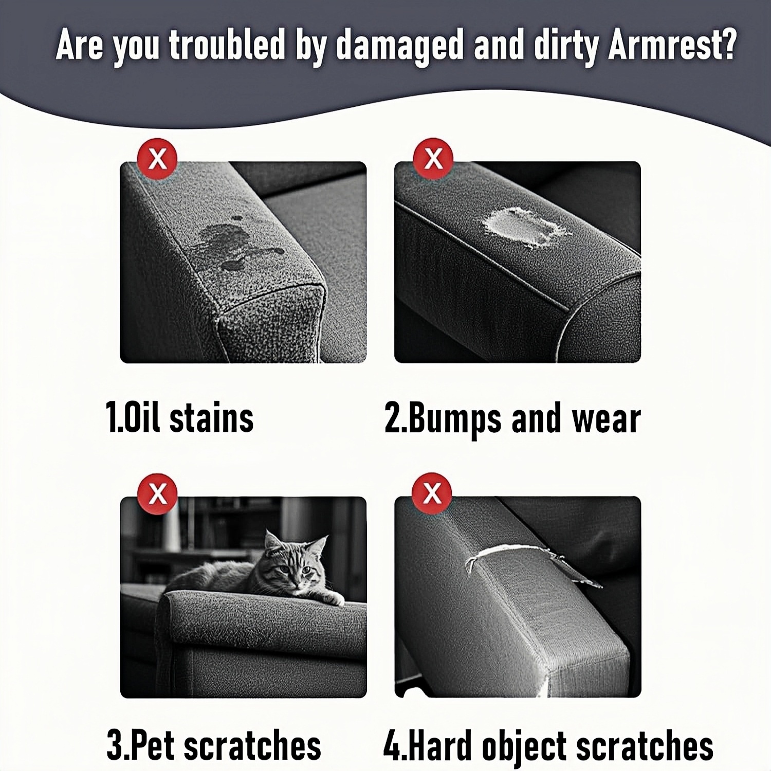 Large Sofa Arm Covers Recliner Couch Armrest Covers Chair Arm Covers, Wear & Tear Protection (Beige,2 Pack )