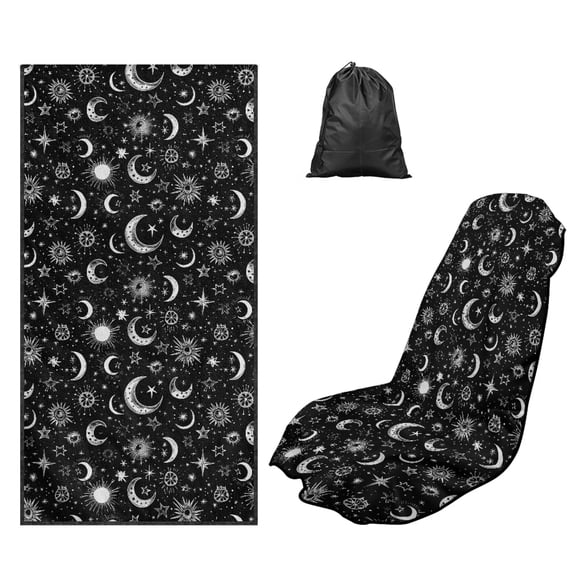 FOR U DESIGNS Moon Sun Star Print Car Seat Towel Covers Portable Washable Car Towel Seat Cover with Seat Absorption Athletic Outdoor Sport Running Towel