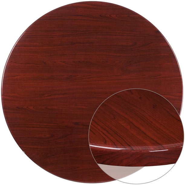 Flash Furniture 48 Round High Gloss Mahogany Resin Table Top With 2 Thick Drop Lip Com High Gloss Mahogany Resin Table Top, 48 Round Wooden Table Tops