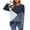 Blue, variant on IROINNID Womens Sweater Round Neckline Pullover Sweater Color Block Loose Mid-Length Long Sleeve Patchwork Sweater Top