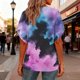 thumbnail image 2 of TaTaai Women's Casual V-Neck T-Shirt Short Sleeve Ruffle Printed Loose Fit Summer Chic Top Daily Office Weekend Beach Party Gift, 2 of 7
