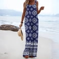 thumbnail image 2 of JULMCOMO Jumpsuits for Women Boho Floral Print Square Neck Vintage Summer Rompers Wide Leg Loose Fit Casual Jumpsuits with Pockets Navy 2XL, 2 of 4