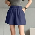 thumbnail image 2 of Riforla Suit Shorts Casual Wide Size Cropped Pants Shorts for Women Blue L, 2 of 5