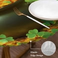 thumbnail image 3 of Saint Patrick's Day Round Tablecloth, Fitted Table Cover with Elastic for 36"-44" Round Tables, Rainbow Gold Coin Green Lucky Leaves Table Cloth Outdoor Indoor Dinning Party Waterproof Tablecloths, 3 of 7