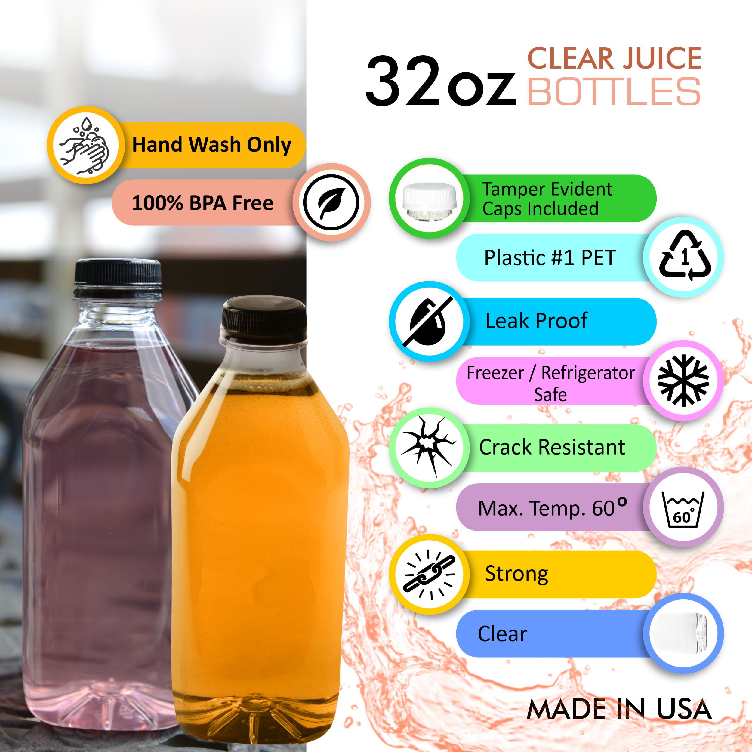 [5 PACK] Empty Plastic Gallon Juice Bottles with Tamper Evident Caps 128 OZ  - Smoothie Bottles - Ide…See more [5 PACK] Empty Plastic Gallon Juice