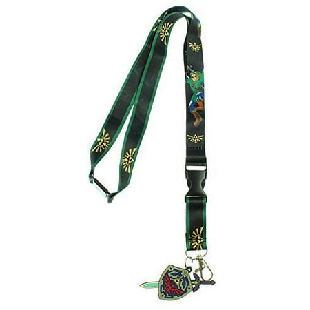The Legend of Zelda Lanyard with 3D Rubber Shield Keychain and Clear ID Holder