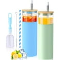 thumbnail image 6 of Glass Water Tumbler Straw Lid 2Pcs 20Oz Silicone Protective Sleeve Iced Coffee Glasses Reusable Boba Cup Smoothie Cup Glass Cups Straws Bamboo Lids, 6 of 6