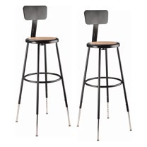 (Pack of 2) NPS 32 -39" Height Adjustable Heavy Duty Steel Stool With Backrest, Black