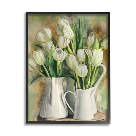 Stupell Industries White Tulips in Charming Country Pitchers Designed by Ziwei Li