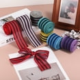 thumbnail image 2 of 12 Yards x 2" Striped Ribbon Red and Black Wired Ribbon Linen Gift Wrapping Ribbon for Christmas Craft Birthday Wedding Festival Wreath, 2 of 7