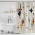 thumbnail image 2 of Polyester Fabric Yellow Diamond Shower Curtain, Modern Geometric Middle Century Beige Waterproof Bathtub Curtain Bathroom Decor Set with Hooks 54 x 78 Inches, 2 of 6