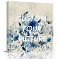 thumbnail image 2 of Blue Ombre Floral Wall Art Painting on Canvas, Spring Elegant Flowers Beige Rustic Canvas Art Home Prints Wall Art Framed Modern Artwork for Living Room Bedroom Wall Decor 8x8in, 2 of 9