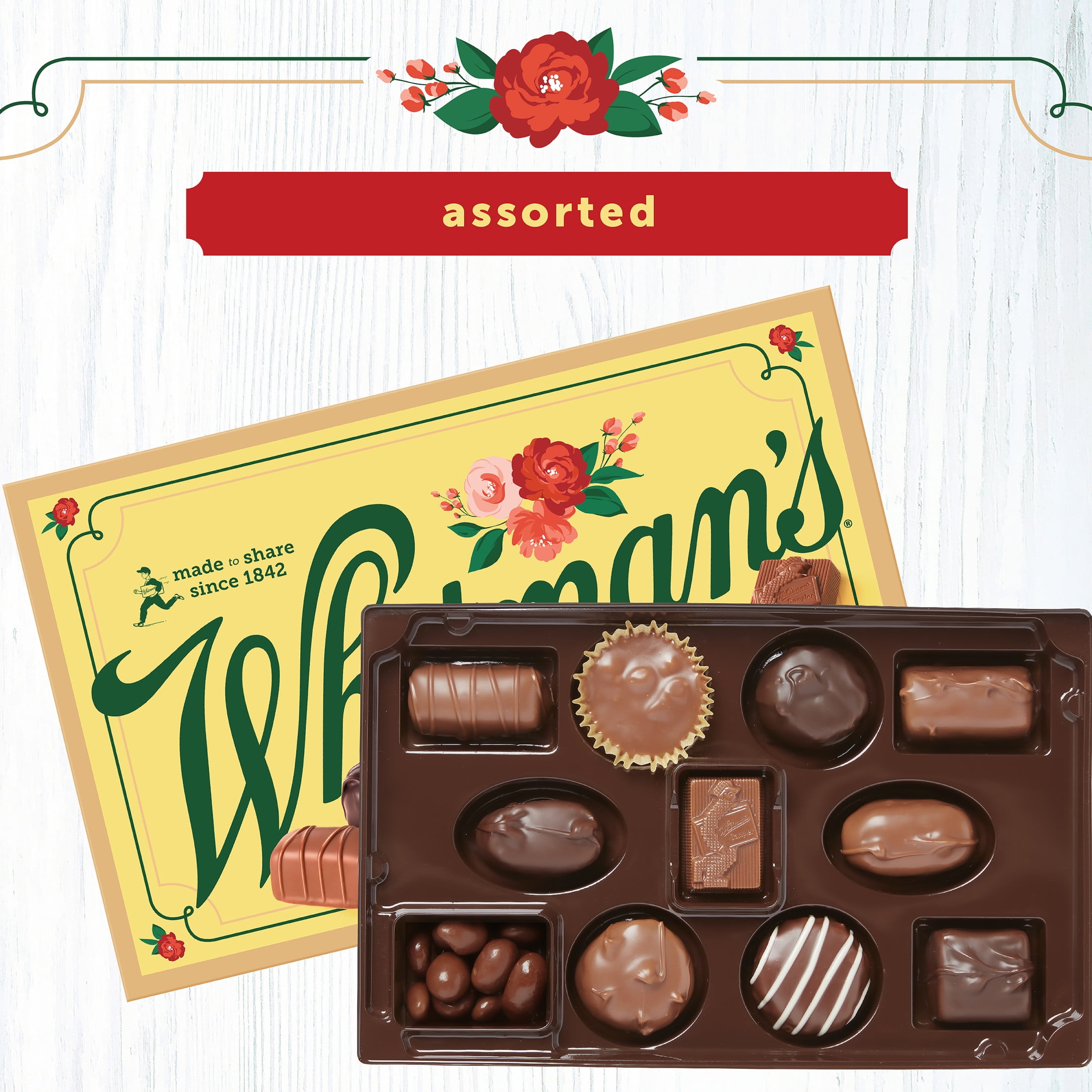 WHITMAN'S SAMPLER Assorted Milk & Dark Chocolate Gift Box, 10 oz. (22 pieces)