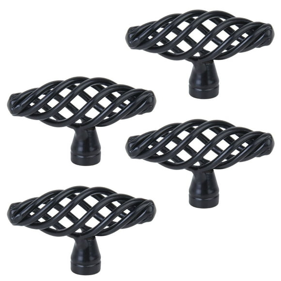 FRCOLOR cabinet knob 4pcs Alloy Door Knobs Nordic Bird Cage Design Pull Handle Creative Drawer Knobs Cabinet Door Handle Furniture Knob (Large Size, Black),2.91"X1.42"X1.02"