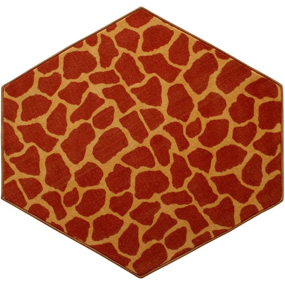 Animal Collection Custom Size Animal Print Area Rug for Living Room, Dining Room, Kitchen, Bedroom, Kids, Giraffe On Stilts - 3' Hexagon
